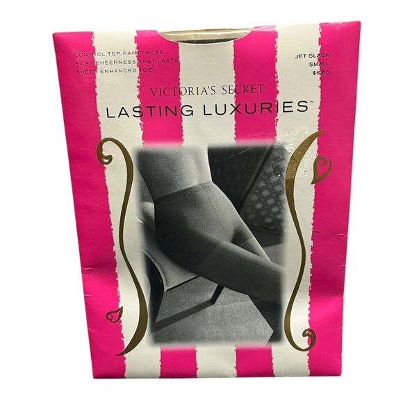 Victorias Secret Lasting Luxuries Black Control Top Pantyhose Small NWT NEW‎ - Picture 1 of 7